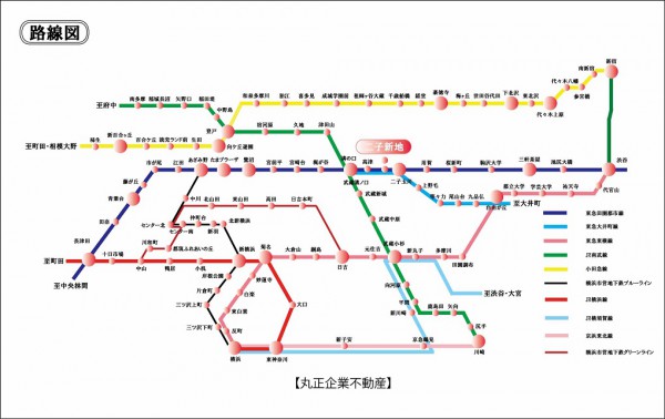 路線図（二子新地駅）